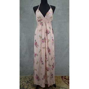 FOREVER 21 Womens pink Floral Hi-Wo Frilled Lined‎ Empire Dress Sz M Chiffon NWT
